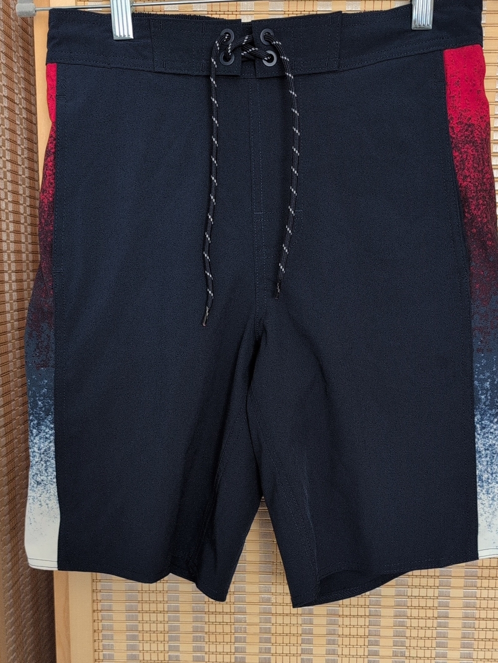 George Navy Swim Board Shorts with Red and Blue Side Panels